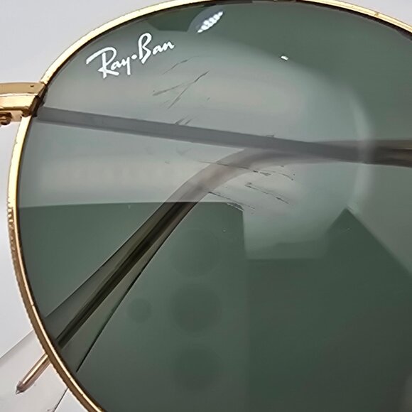 *SOLD*Ray-Ban RB3447 001 Round Metal Arista Gold Frame G-15 Green Glass Sunglass - Picture 15 of 16